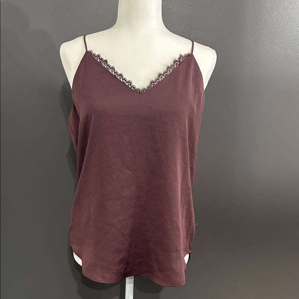 Express Lace Trim Burgundy Cami Top